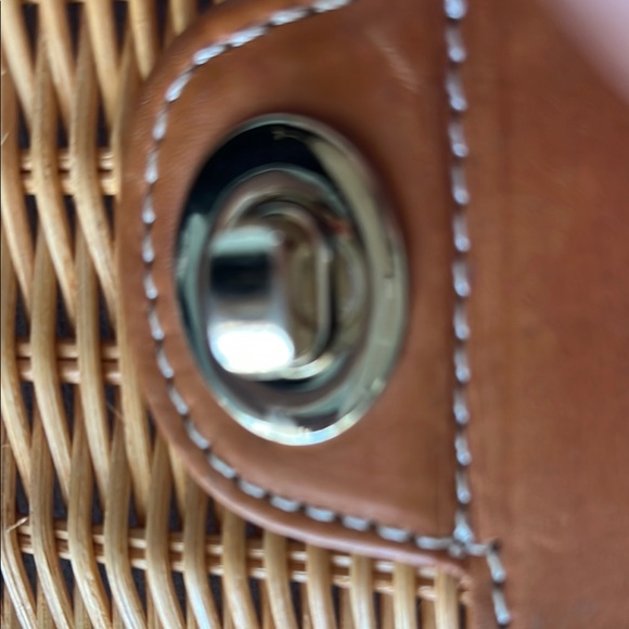 Brown and Tan Woven Tote with Leather Accents - Picture 3 of 6